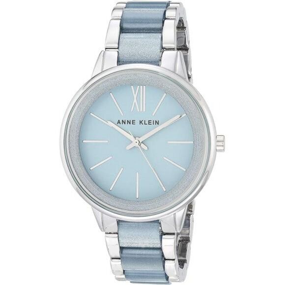 Anne Klein Blue Resin Bracelet Watch Quartz Silver Tone Adjustable Womens 37mm - Picture 1 of 5